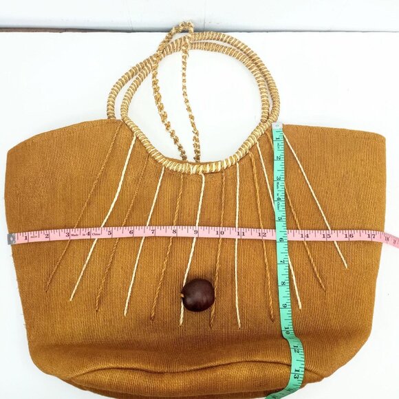 Large Jute Tote Bag With Rope Handles & Wooden Bead Detail - Picture 9 of 9
